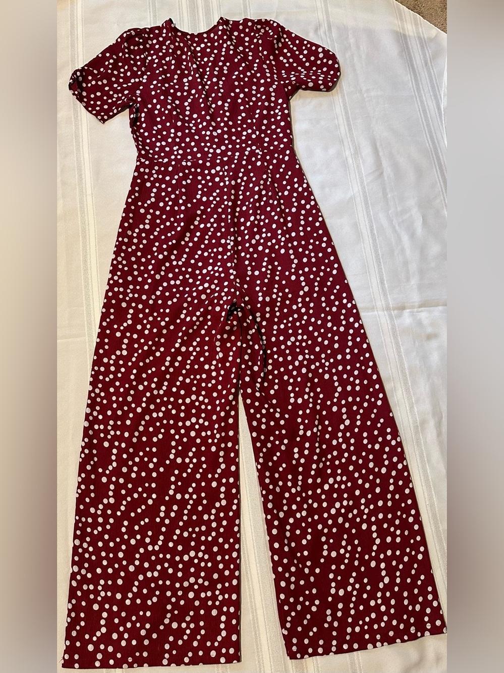 Hayden Los Angeles V-Neck Burgundy Polka Dot Button-Front Jumpsuit - Picture 5 of 16